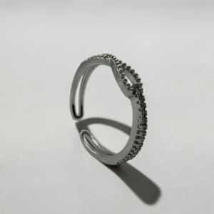 Stellar Double Pavé Open Ring | 繁星雙層開口戒的商品主圖與雙層微鑲鑽細節 - Ostialia 奧斯提亞