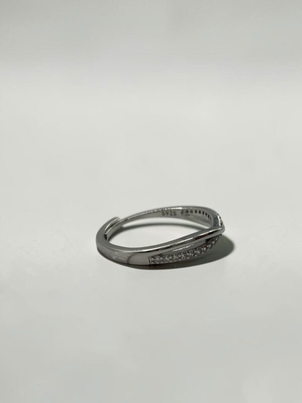 Dual Flow Shimmer Ring (Silver) |白銀雙生流光戒指平放俯瞰角度展示 - Ostialia 奧斯提亞